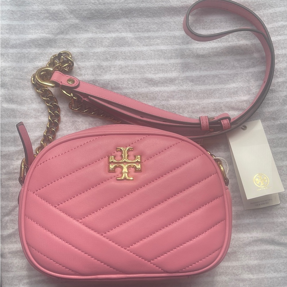 Pink Tory Burch Kira Chevron Small Camera Bag